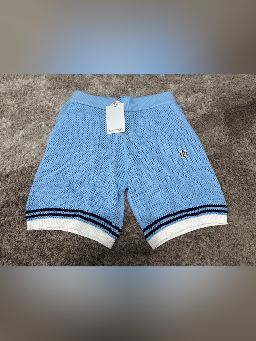 Mauvais MALIBU COTTON CROCHET SHORTS IN BLUE